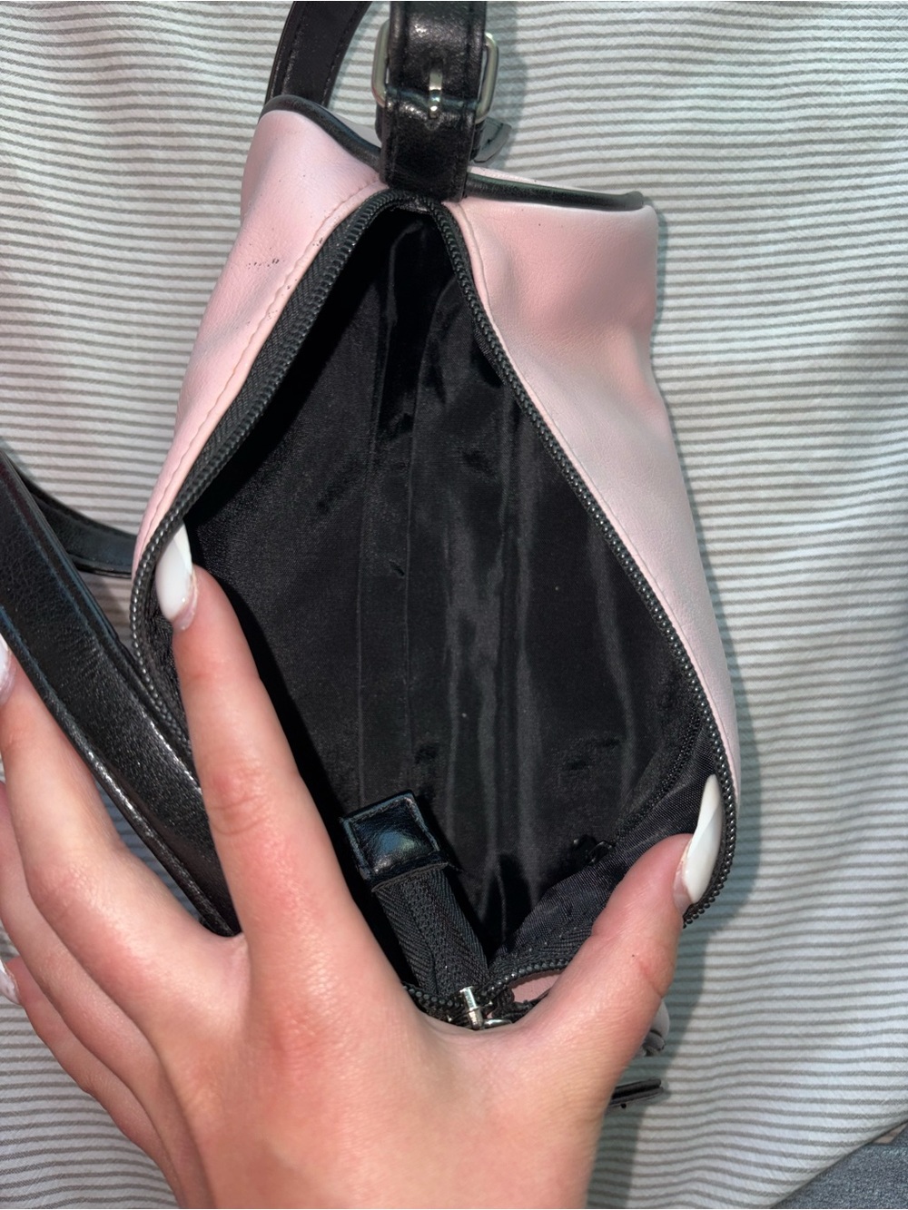 Point Zero Light Pink Shoulder Bag with Black Accents - Picture 7 of 7